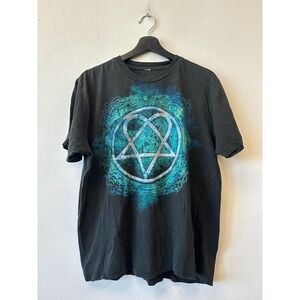 Vintage HIM Band Shirt Mens Large Black Heartagram Graphic Tee Gothic Rock Music